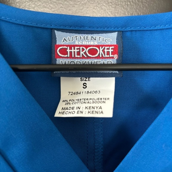 Cherokee Workwear Originals Royal Blue Unisex Drawstring Front Pocket Scrubs Set - Picture 3 of 4